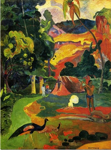 Matamoe Or, Landscape with Peacocks, 1892 - Paul Gauguin Painting